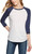 TSLA Women's 3/4 Sleeve Baseball Jersey Shirts, Casual Dynamic Cotton T-Shirt, Quarter Sleeve Raglan Tops, 3/4 Sleeve Dyna Cotton White & Navy, Medium