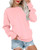 MaiLang Womens Casual Long Sleeve Sweatshirt Crewneck Cute Pullover Relaxed Fit Trendy 2023 Tops (L, Light Pink)