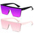 LYZOIT Square Oversized Sunglasses for Women Men Big Flat Top Fashion Shield Large UV Protection Shade Pink Purple Mirrored Sun glasses