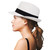 Roniky Panama Style Straw Fedora Sun Hat for Men Women Foldable Roll Up Short Brim Trilby Hat Beach Sun Hat UPF 50+ White