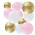 ERINGOGO 12pcs Pink Decor Gold Decor Folding Paper Lanterns Large Paper Lantern Lamp Shade Cover Paper Folding Lanterns Chinese Paper Lantern Wedding Party Decor Hanging Round Lantern