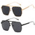 BUTABY Retro Sunglasses for Women Men Vintage Oversized Square Sun Glasses Classic Polarized Shades Large Metal Frame UV400 Gold Grey & Black Grey
