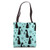 Midcentury Mid Century Cat Retro Atomic Age Space Teal Black Tote Bag