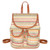 Meyaus Women Colored Stripes Straw Woven Backpack Flap Drawstring Daypack Beach Shoulders Bag