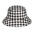 Kuilepa Houndstooth Black and White Bucket Hat for Women Men Packable Travel Beach Sun Hat Outdoor Rave Accessories Reflective Fisherman Cap
