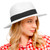 Women Straw Panama Beach Hat Packable Foldable Summer Fedora Wide Brim Sun Hats (White,L)