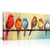 GLOKAKA Abstract Birds Wall Art Singing Birds Oil Painting Canvas Print Artwork Chubby Birds Standing on Wire Picture for Home Living Room Kitchen Bedroom Wall Decor (8"x16"(20x40cm))
