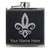 Faux Leather Flask, Fleur de Lis, Personalized Engraving Included (Black With Silver)