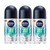 Nivea Cool Kick Fresh Roll-On Deodorant, Antiperspirant, Free Alcohol,Pack Of 3