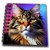 3dRose Cute Maine Coon cat. Pink, Purple Background. Digital Art Gift - Drawing Books (db-378711-3)