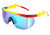 FEISEDY Shield Sport 80s Sunglasses Men Women Flat Top Mirrored Siamese Ski Goggles Stylish Rainbow B2602