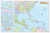 Gulf, Caribbean & Atlantic Coast Regions Wall Map Poster 36x24 Rolled Laminated