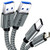 2 PACK [MIcro USB + Type C] (3 Feet) Nylon Braided USB Data Sync Charging Cable (Silver)