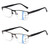 Missfive 2 Pack Mens Quality Progressive Multifocus Reading Glasses Blue Light Blocking, Man Spring Hinge No-Line Multifocal Readers Half Frame Metal Eyeglasses (Workspace For Near Range, 2.0x)