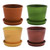 Napco Red, Green, Orange, and Yellow 5 Inch Terra Cotta Flower Pot Planter Set of 4, 4.25 x 5.5 x 5.5 Inch