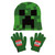 Minecraft Beanie Hat and Gloves Set for Youth Boys or Girls - Green Creeper with TNT Gloves, One Size
