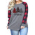 Plus Size Merry Christmas Tree Shirt Women Xmas Funny Plaid Long Sleeve T-Shirt Raglan Baseball Tee Tops