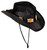 Cute Comfy Flex Fit Woven Beach Cowboy Hat, Western Cowgirl Hat with Wood Bead Hatband Adjustable Chin Strap (Black)