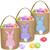 TURNMEON 3 Pack Easter Eggs Baskets for Kids,Canvas Personalized Easter Bunny Baskets Bucket Tote Gifts Bags with Rabbit Fluffy Tail for Girls Boys Easter Eggs Hunt Easter Party Favors Decorations Toy