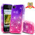 iPhone 4 Case, iPhone 4S Case, Atump Diamond Glitter Flowing Liquid Floating Protective Shockproof Clear TPU Girls Case for Apple iPhone 4/4S Purple/Rose