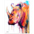 Colorful Rhino Watercolor Painting Print 8x10 inches