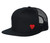 Heart Trucker Hat Mesh Snapback Closure Baseball Cap (Flat Bill Hat) Black