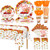 ADXCO 242 Pieces Thanksgiving Dinnerware Set Thanksgiving Disposable Tableware Paper Plates Napkins Cup Straws Plastic Tablecloth and Cutlery for Fall Autumn Thanksgiving Party Supplies(24 Guests)