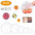 Silicone Stretch Lids Food Covers Silicone Reusable Durable and Expandable Lids Covers for Fresh Food & Leftovers Fit Various Shapes and Sizes Safe Silicone Stretch Lids - 6 Pack Clear