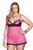 iCollection Women's Plus-Size Stretch Lace and Microfiber Chemise, Fuchsia, 3X