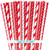 Paper Drinking Straws - Red and White - Stripe Chevron Polka Dot - 7.75 Inches - 100 Pack