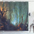 Ambesonne Occult Shower Curtain, Whimsical Forest Reflection in Lake Deep Dark Surreal Illustration, Cloth Fabric Bathroom Decor Set with Hooks, 69" W x 75" L, Brown Teal