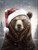 Christmas Hat Brown Bear Diamond Painting Kits, 5D Diamond Painting Watercolor Round Diamond Suitable for Beginners Cross Stitch Kit for Room Decor Christmas Decor Gift for Friends 20x24inches