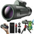 80x100 Monocular Telescope for Smartphone Compact Monoculars for Adults High Powered with Smartphone Adapter & Adjustable Tripod Waterproof Monocular for Hunting Stargazing Bird Watching Hiking Travel