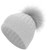 Grey Cashmere Beanie Hat for Women Winter Ribbed Knit Cuffed Beanie Skull Cap Hat with Real Fur Pom Pom Beanie Knit Ski Hat (Grey)