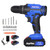 21V Electric Drill Cordless with Fast Charger 3/8-Inch Keyless Chuck 2 Variable Speed 25+1 Torque Setting 26pcs Drill/Driver Bits Power Tools Kit and Built-in LED Light Blue/Black