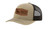 Heritage Pride Men's Standing Buck Laser Engraved Leather Patch Mesh Back Trucker Hat, Khaki/Coffee