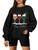 Christmas Sweatshirts for Women Wine Glasses Merry Christmas Sweatshirt Fleece Crewneck Pullover Oversized Long Sleeve Holiday Sweatshirt Top Black XL
