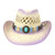 EBRICON Straw Cowboy Hat for Women Beaded Trim Band Western Shapeable Brim Two-Colors Gradient Hollow Unisex Cowgirl Hat Purple