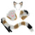 JUNBOON Faux Fur Cat Cosplay Costume Accessories Cat Ears Headband Fox Tail Paw Gloves Set Anime Party Halloween