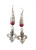Fleur De Lis Handmade Double Sided Charm Earrings Red Accent