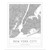 GREATBIGCANVAS Gray Minimal City Map of New York City Unframed Poster Print