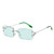 SDINM Green Sunglasses for Women Men Rimless Rectangle Sun Glasses Shades 90s Frameless Tinted Candy Color Lens