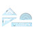 HARFINGTON 4piece Math Ruler Set 15cm Soft Straight Ruler Protractor Triangle Geometry Kits with Wavy Line for Classrooms Office, Blue