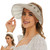 Sun Visors for Women UV Protection Wide Brim Beach Hats Foldable Summer Packable Shell Hat Roll-up Headband Khaki&Beige