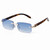 Fashion Rimless Sunglasses for Women Men Gangster Tinted Lens Frameless Shades Faux Buffalo Horn Glasses Rectangle Eyewear