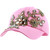 Elonmo Rhinestone hat, Cute Big Lace Flowers Womens Baseball Cap with Crystal Bling Hats Jeans Wash Denim Adjustable(Light Pink)