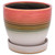 Napco Ribbed Ceramic Pot with Tri-Color Pink, Glaze for Indoor Plants Planter with Saucer, 4.25 x 5 x 5 Inch, Red, Brown, Green, and White