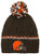 Outerstuff NFL Girls 7-16 Cable Knit Rib Cuffless Hat-Brown Suede-1 Size, Cleveland Browns