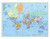 World Wall Map Political Color Poster 22"x17" - Large Type Rolled Paper