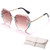 Women Rimless Diamond Sunglasses, Oversized Rimless Diamond Cutting Gradient Lens UV Protection Sunglasses (Brown)